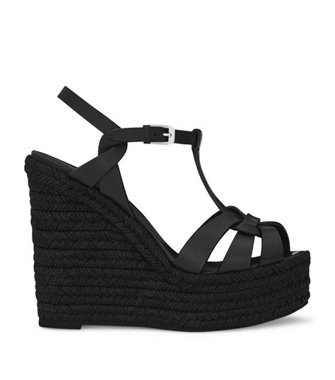 yves saint laurent black wedges|saint laurent tribute espadrille wedges.